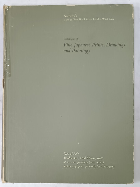 SOTHEBY'S  CATALOGUE OF FINE JAPANESE PRINTS , DRAWINGS AND PAINTINGS , CATALOG DE LICITATIE , 1978