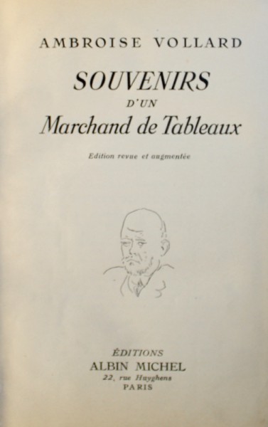SOUVENIRS D ' UN MARCHAND DE TABLEAUX par AMBROISE VOLLARD , 1938