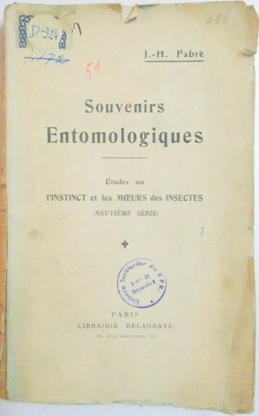 SOUVENIRS ENTOMOLOGIQUES par J.H. FABRE , 1920