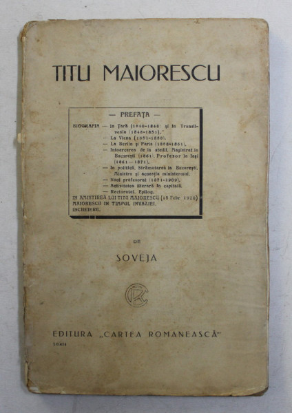 SOVEJA de TITU MAIORESCU ,1925