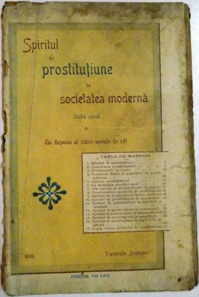 SPIRITUL DE PROSTITUTIUNE IN SOCIETATE MODERNA , 1899