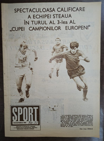 SPORT , REVISTA ILUSTRATA LUNARA A C.N.E.F.S. , NR. 11  NOIEMBRIE  , 1985