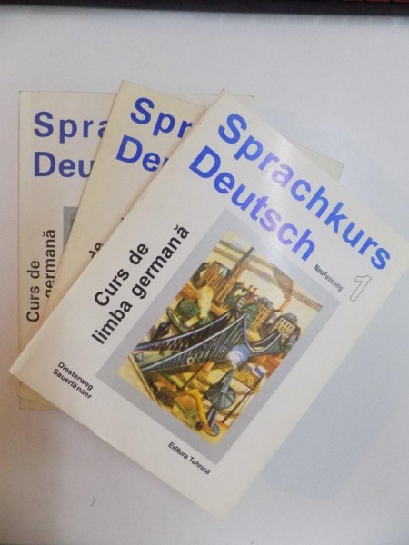 SPRACHKURS DEUTSCH , CURS DE LIMBA GERMANA , VOL. 1,2,3 de ULIRCH HAUSSERMANN , GEORG DIETRICH , ULRIKE WOODS , HUGO ZENKNER , 1994 * VOLUMUL I PREZINTA INSEMNARI CU CREIONUL
