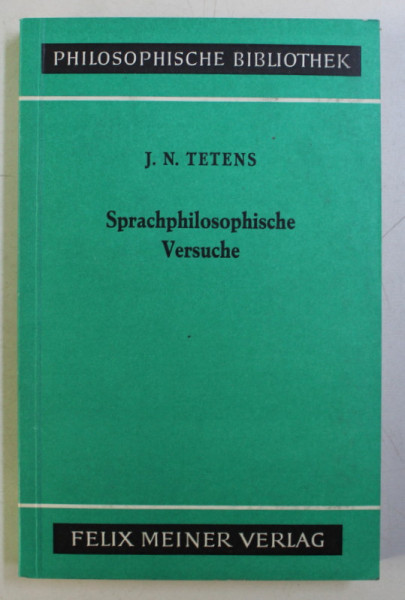 SPRACHPHILOSOPHISCHE VERSUCHE von J. N. TETENS , 1971