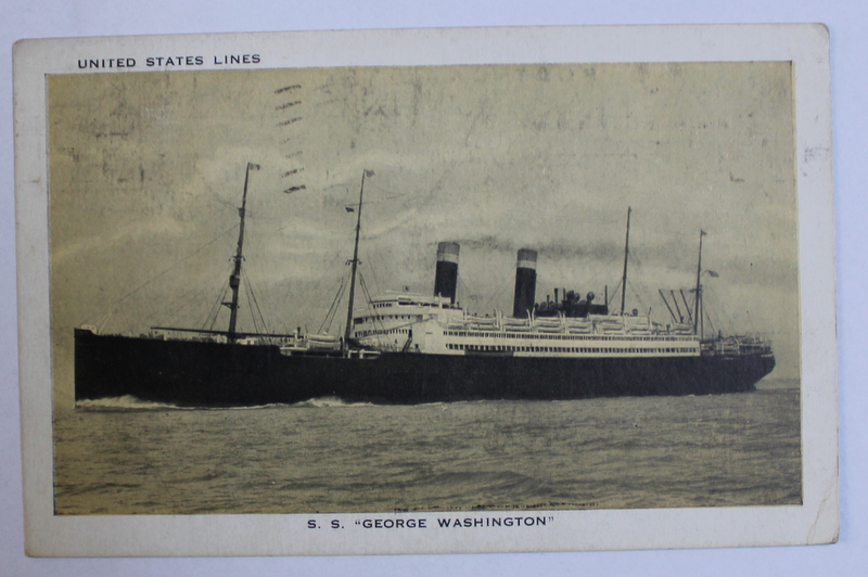 S.S . ' GEORGE WASHINGTON &quot; - UNITED STATES LINES ( VASUL ' GEORGE WASHINGTON ' ) , CARTE POSTALA ILUSTRATA , MONOCROMA, CIRCULATA , PERIOADA INTERBELICA