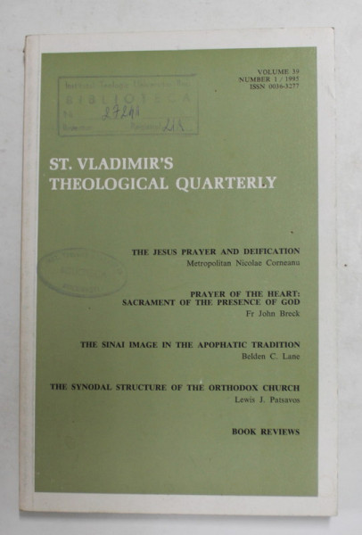 ST. VLADIMIR 'S THEOLOGICAL QUARTERLY , REVISTA TEOLOGICA , VOLUMUL 39  , NR. 1 , 1985