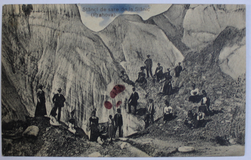 STANCI DE SARE DE LA SLANIC ( PRAHOVA ) , CARTE POSTALA ILUSTRATA , MONOCROMA, CIRCULATA , DATATA 1915