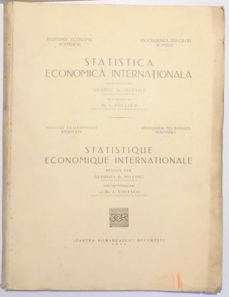 STATISTICA ECONOMICA INTERNATIONALA de GEORGE G. MILETICI , 1928