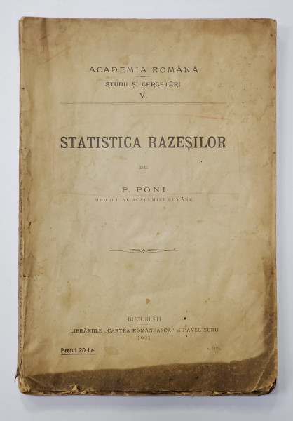 Statistica Razesilor, P. Poni,  Bucuresti 1921
