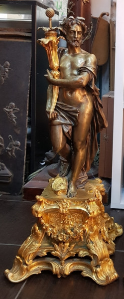 STATUETA DIN BRONZ , CORNUL ABUNDENTEI , SECOL XIX .