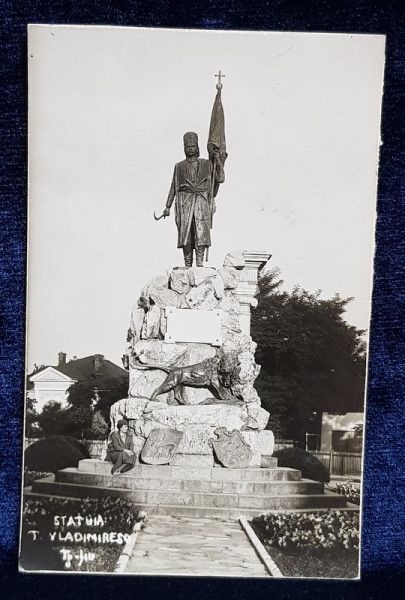 STATUIA LUI TUDOR VLADIMIRESCU  - TARGU JIU , CARTE POSTALA ILUSTRATA ,MONOCROMA , CIRCULATA , DATATA 1933