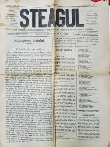 STEAGUL - FOAIA NATIONALISTILOR - DEMOCRATI DIN PRAHOVA , ANUL I , NR. 12 , 27 NOIEMBRIE  ,  1911
