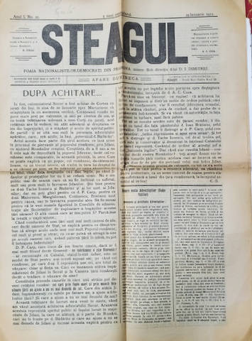 STEAGUL - FOAIA NATIONALISTILOR - DEMOCRATI DIN PRAHOVA , ANUL I , NR. 21 , 29 DECEMBRIE  ,  1912