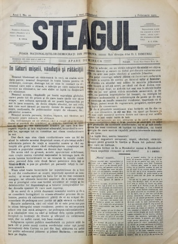 STEAGUL - FOAIA NATIONALISTILOR - DEMOCRATI DIN PRAHOVA , ANUL I , NR. 22 , 5 FEBRUARIE  ,  1912