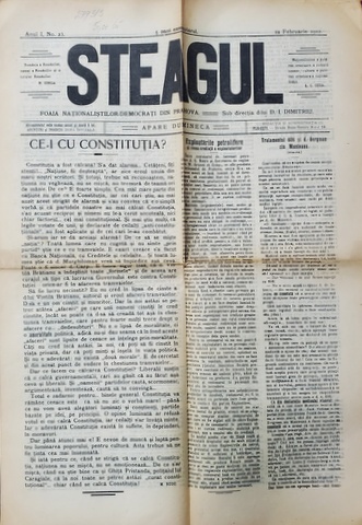 STEAGUL - FOAIA NATIONALISTILOR - DEMOCRATI DIN PRAHOVA , ANUL I , NR. 23 , 12 FEBRUARIE   ,  1912