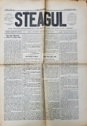 STEAGUL - FOAIA NATIONALISTILOR - DEMOCRATI DIN PRAHOVA , ANUL I , NR. 25 , 26 FEBRUARIE  ,  1912