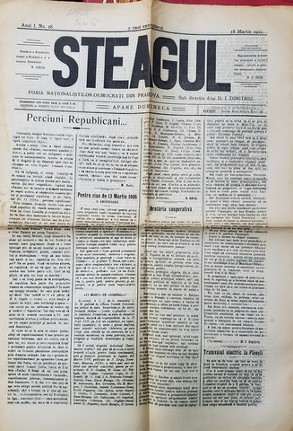 STEAGUL - FOAIA NATIONALISTILOR - DEMOCRATI DIN PRAHOVA , ANUL I , NR. 28 , 18 MARTIE   ,  1912