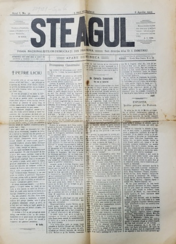 STEAGUL - FOAIA NATIONALISTILOR - DEMOCRATI DIN PRAHOVA , ANUL I , NR. 31 , 8 APRILIE , 1912
