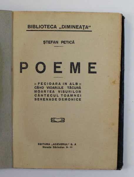 STEFAN PETICA - POEME ,  ANII '20 , PREZINTA PETE SI URME DE UZURA