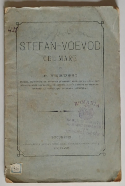 STEFAN - VOEVOD CEL MARE de P. VERUSSI , 1879 , DEDICATIE *