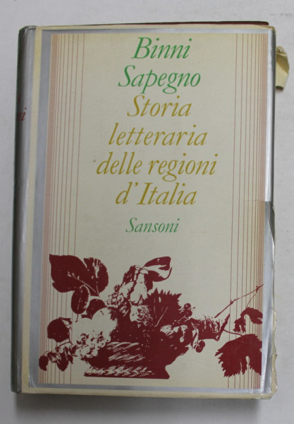 STORI LETTERARIA DELLE REGIONI D ' ITALIA di WALTER BINNI e NATALINO SAPEGNO , 1968