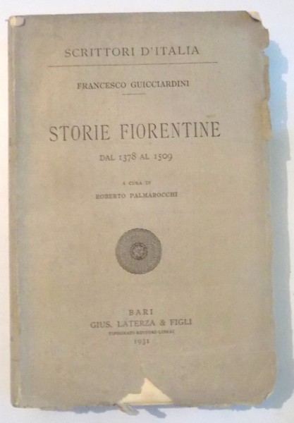 STORIE FIORENTINE par FRANCESCO GUICCIARDINI , 1931