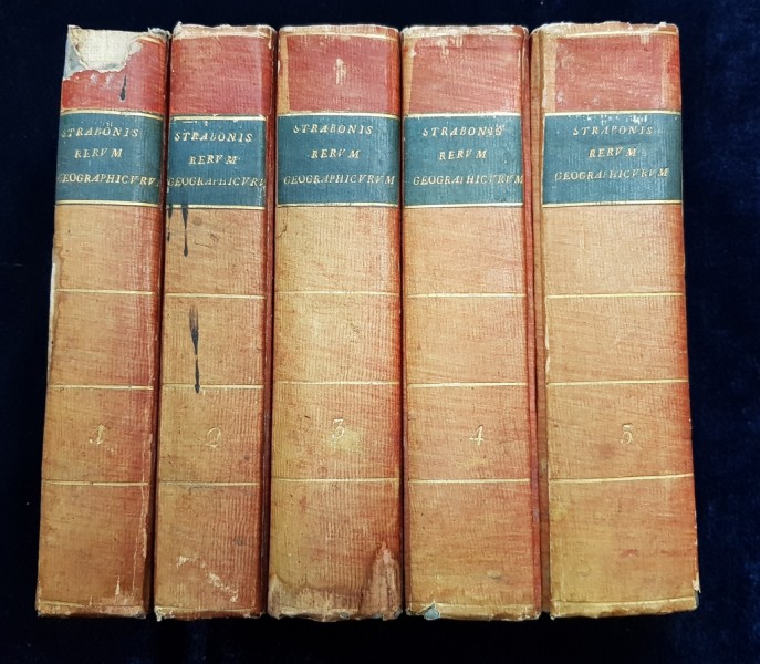 STRABONIS RERUM GEOGRAPHICARUM LIBRI XVII, IOANES PHILIPPUS SIEBENKEES, 5 TOMURI - LIPSIAE, 1796