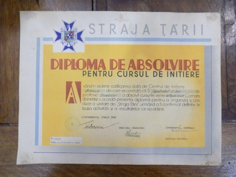 Straja tarii, Diploma de absolvire, 20 Octombrie 1937