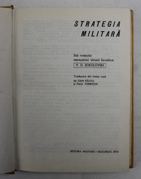 STRATEGIA MILITARA de V.D. SOKOLOVSKI , 1972