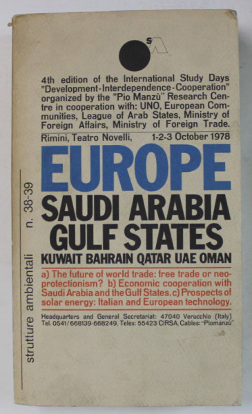 STRUTURE AMBIENTALI No  38 -39 : EUROPE , SAUDI ARABIA , GULF STATES ,,,OMAN , 1978, TEXT IN LIMBA ITALIANA