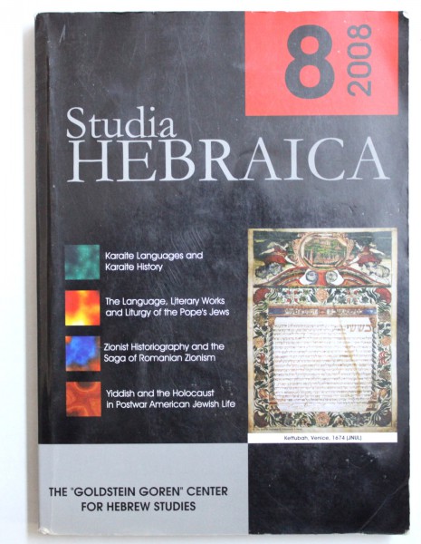 STUDIA HEBRAICA NO , VIII , editor FELICIA WALDMAN , 2008