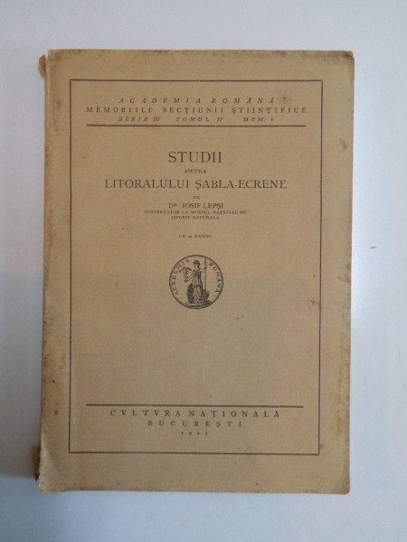 STUDII ASUPRA LITORALULUI SABLA-ECRENE de IOSIF LEPSI  1927