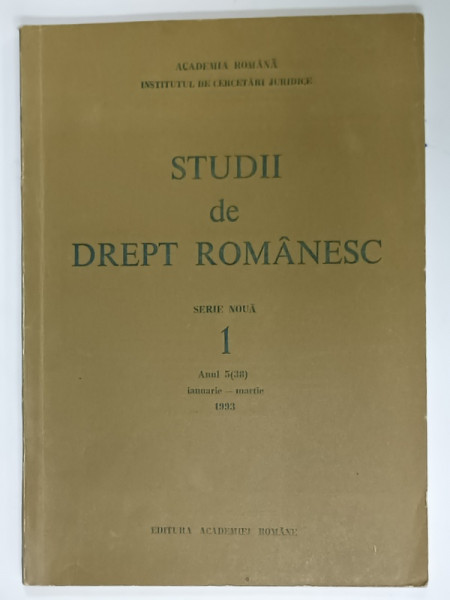 STUDII DE DREPT ROMANESC , NR. 1 , IANUARIE - MARTIE , 1993