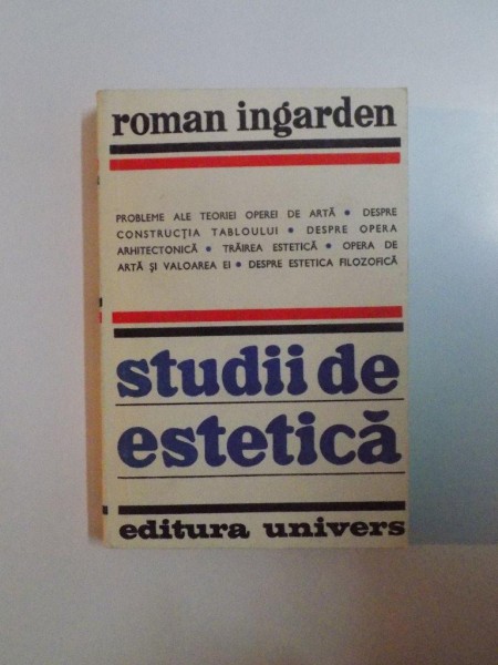 STUDII DE ESTETICA de ROMAN INGARDEN , 1978