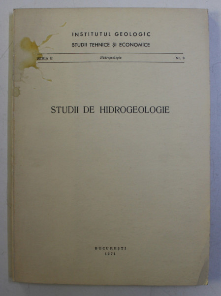 STUDII DE HIDROGEOLOGIE , 1971