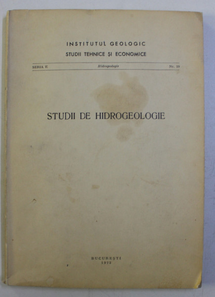 STUDII DE HIDROGEOLOGIE , 1972
