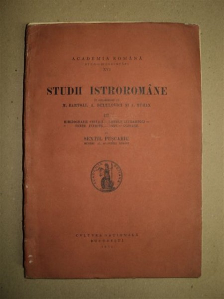 STUDII ISTROROMANE ,II-INTRODUCERE,GRAMATICA,CARACTERIZAREA DIACLECTULUI ISTROROMAN ,III-BIBLIOGRAFIE CRITICA,LISTELE LUI BARTOLI,TEXTE INEDITE,NOTE G