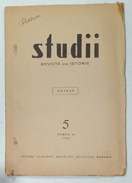 STUDII , REVISTA DE ISTORIE , EXTRAS , NR. 5 , TOMUL 19 , 1966