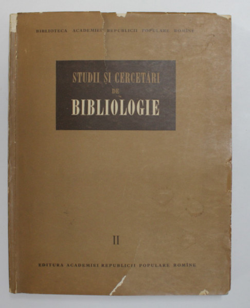 STUDII SI CERCETARI DE BIBLIOLOGIE  VOL 2  1957