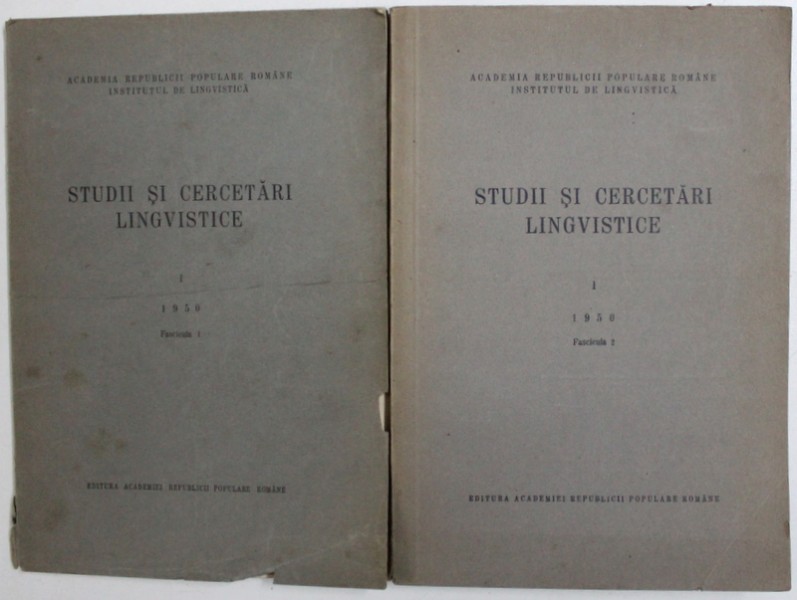 STUDII SI CERCETARI LINGVISTICE , VOL . I - FASCICULELE I - II , 1950