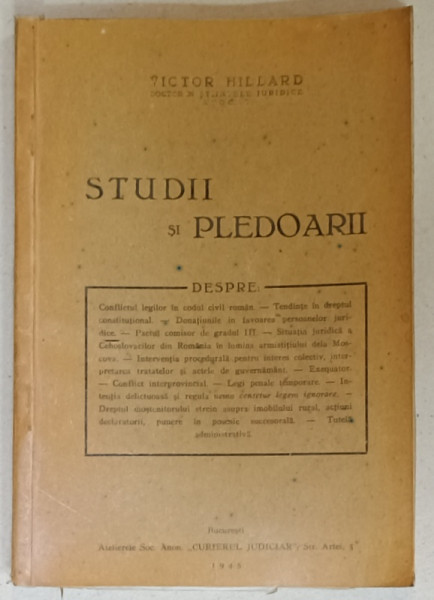 STUDII SI PLEDOARII de VICTOR HILLARD , 1945