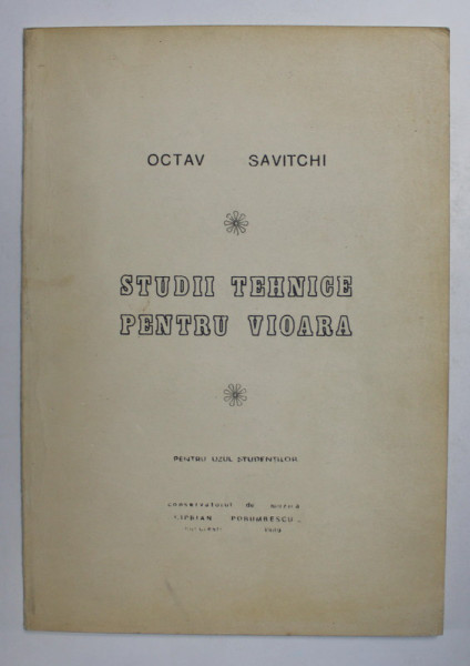 STUDII TEHNICE PENTRU VIOARA de OCTAV SAVITCHI , 1989