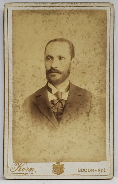 STUDIO FOTO S. KORN , BUCURESTI , DOMN CU CRAVATA , FOTOGRAFIE C.D.V. , CCA. 1900