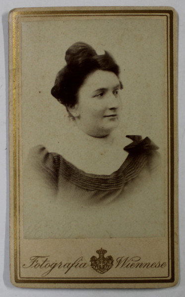 STUDIO ' FOTOGRAFIA WIENNESE ' , PORTRETUL  UNEI DOAMNE , FOTOGRAFIE C.D.V. , SFARSITUL SEC. XIX