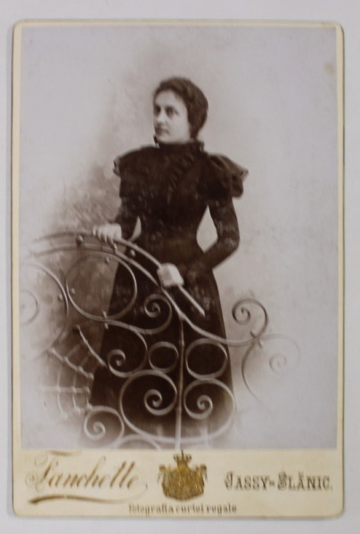 STUDIO FRANCHETTE , IASI - SLANIC , TANARA CU ROCHIE NEAGRA , FOTOGRAFIE CABINET , SFARSITUL SEC. XIX