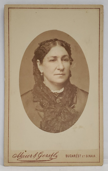 STUDIO MAIER und GERSTL , BUCURESTI si SINAIA , DOAMNA CU SAL DE MATASE , FOTOGRAFIE C.D.V. , SFARSITUL SEC. XIX