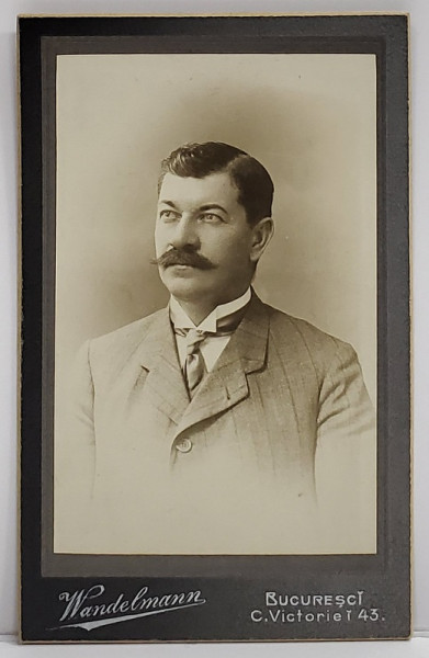 STUDIO '' WANDELMANN '' , BUCURESTI , BARBAT CU MUSTATA , FOTOGRAFIE TIP C.D.V. , 1908