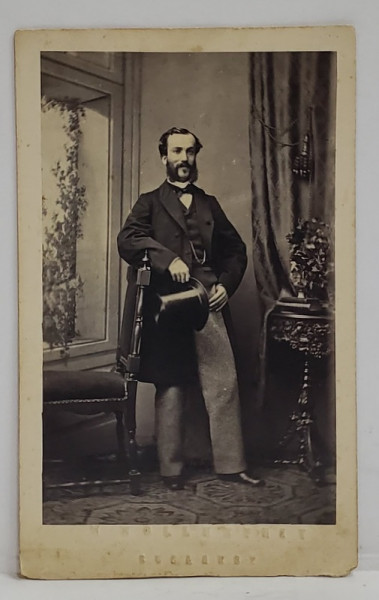 STUDIO WANDELMANN , BUCURESTI ,   DOMN CU REDINGOTA ,  FOTOGRAFIE C.D.V. , A DOUA JUMATATE A SEC. XIX