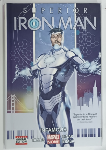SUPERIOR IRON MAN , INFAMOUS , BENZI DESENATE CU TEXT IN LIMBA ENGLEZA , SERIES ' MARVEL NOW ! ' , ANII ; 2000