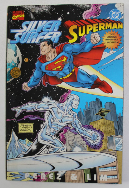 SUPERMAN - SILVER SURFER / DARDEVIL and BATMAN , MARVEL COMICS , NR . 3 , COLEGAT DE DOU REVISTE , JUIN , 1997 , LIMBA FRANCEZA , BENZI DESENATE , TIPARITA FATA VERSO